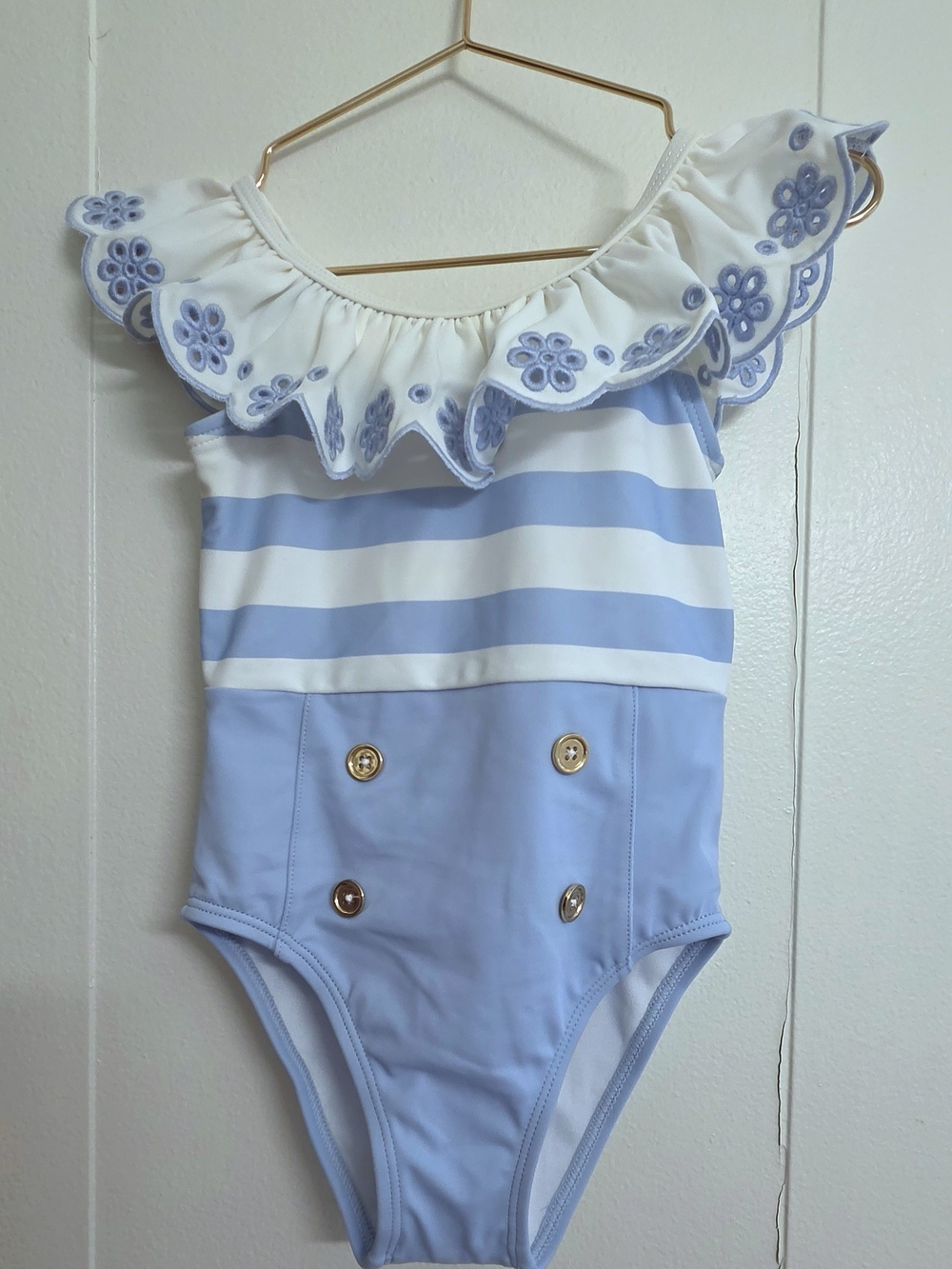 Sailor Striped Ruffle One-Piece Swimsuit (Girls)